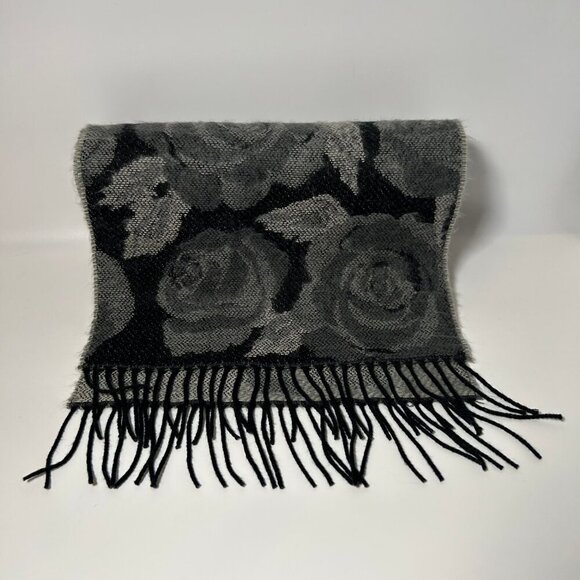 Elegant Black and Gray Floral Scarves - Picture 3 of 3